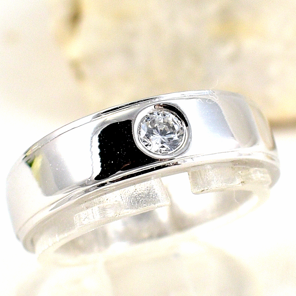 แหวนเงินแท้ราคาถูกชุบทองคำขาว เพชรCZแท้ 0.10 กะรัต งานประณีตสวยงาม สั่งผลิตค่ะ