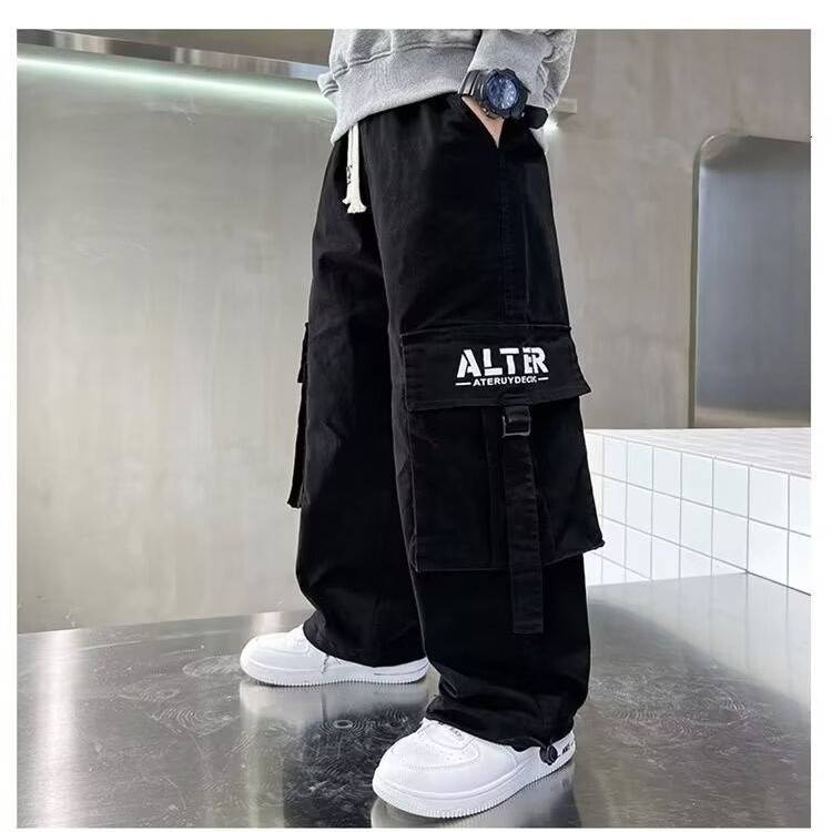 พร้อมส่ง กางเกงเด็กชาย คาร์โก้ แต่งกระเป๋าข้าง สีพื้น