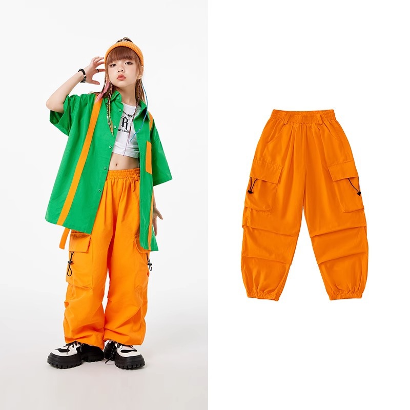 ชุดเต้น ฮิปฮอป เสื้อแขนแต่งแถบ+กางเกงขายาว