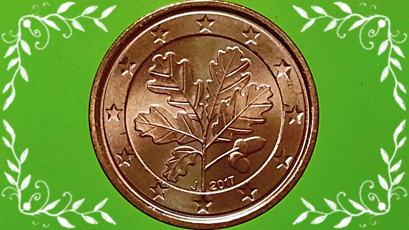 เหรียญ เงินตรา ประเทศ เยอรมนี Euro Cent (5 leaves oak tree - A, D, F, G, J) 2017(J)