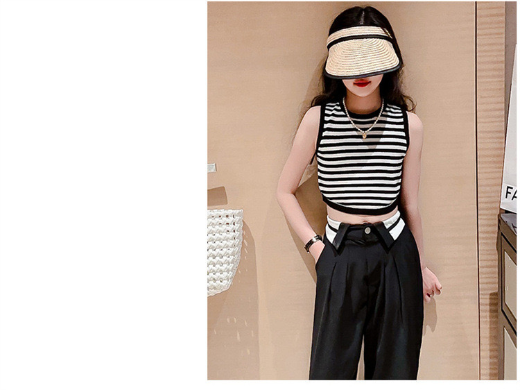 ชุดเต้น ชุดแดนซ์ ชุดลำลอง เสื้อกล้ามลาย+กางเกงเอวพับ