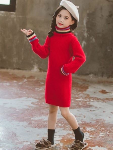 ชุดเดรสไหมพรมแขนยาว สีดำ