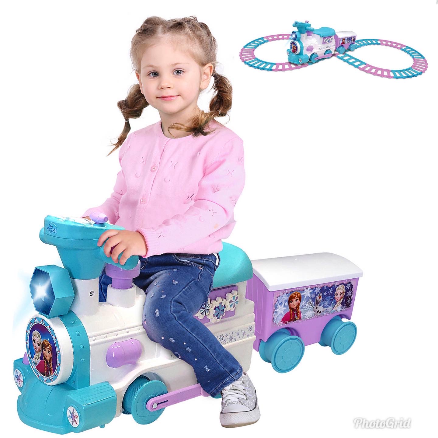 รถไฟแบตเตอรี่พร้อมราง Disney 2-in-1 Battery-Powered Frozen Train with Caboose & Tracks