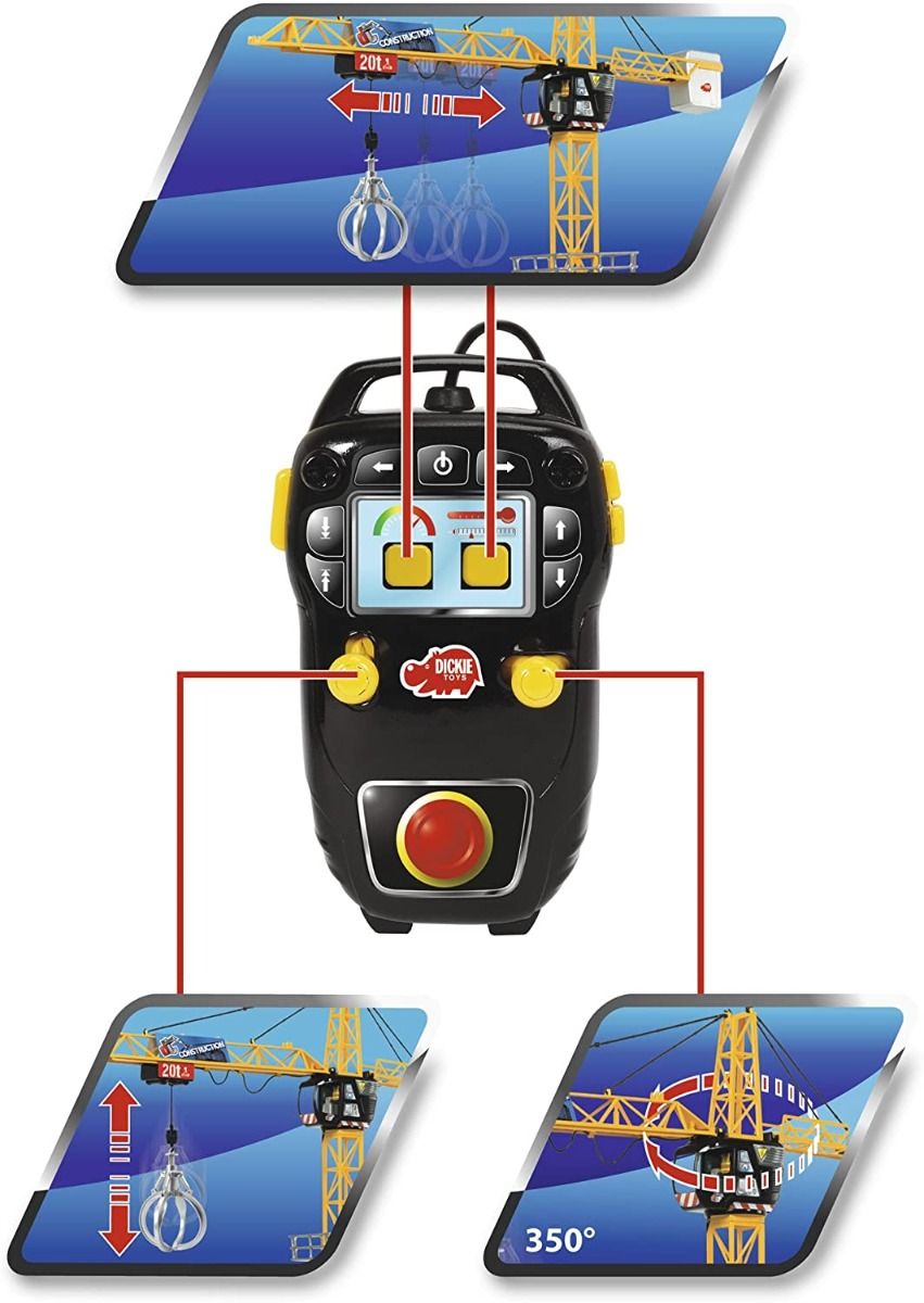 เครนของเล่นพร้อมรีโมทคอนโทรลแบบมีสาย Dickie Toys 48“ Mega Crane Playset