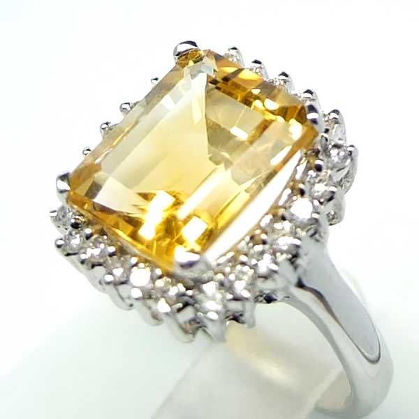 แหวนเงินแท้ราคาถูกชุบทองคำขาว ซิทรินแท้ 4.65 กะรัต เพชรCZ 0.36 กะรัต งานประณีตสวยงาม สั่งผลิตค่ะ