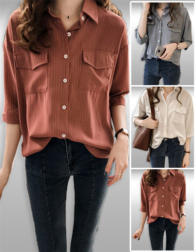 เสื้อเชิ๊ตแฟชั่นผู้หญิงแบบสวย มี3สี รหัส2072