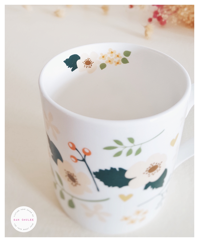 Bone China Mug - Season Flowers แก้วโบน ไชน่า ลายดอกไม้