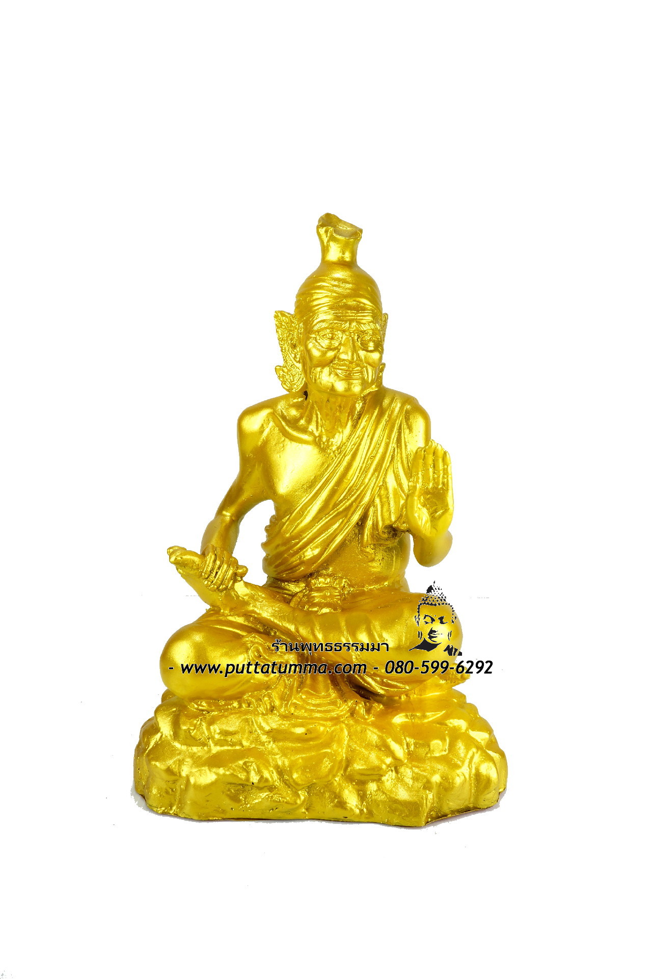ปู่ฤาษีนารอด สีทอง เนื้อเรซิ่น ขนาด 5 นิ้ว สูง 10 นิ้ว