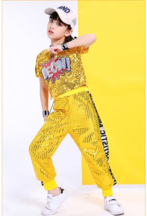 พร้อมส่ง ชุดแดนซ์ ชุดเต้น เสื้อครอปแขนสั้น +กางเกงขายาว ปักเลื่อม ปักอักษร MEOW