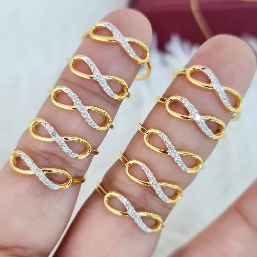 พร้อมส่งและสั่งผลิตแหวนเพชรแท้Infinity ใส่แล้วมหาเฮง แหวนแต่งงาน แหวนหมั้น ใส่เที่ยว ออกงาน แหวนทองคำ 9K เพชรกุหลาบแท้ 0.05 กะรัต 7 เม็ด ราคาถูกมาก ส่งฟรี
