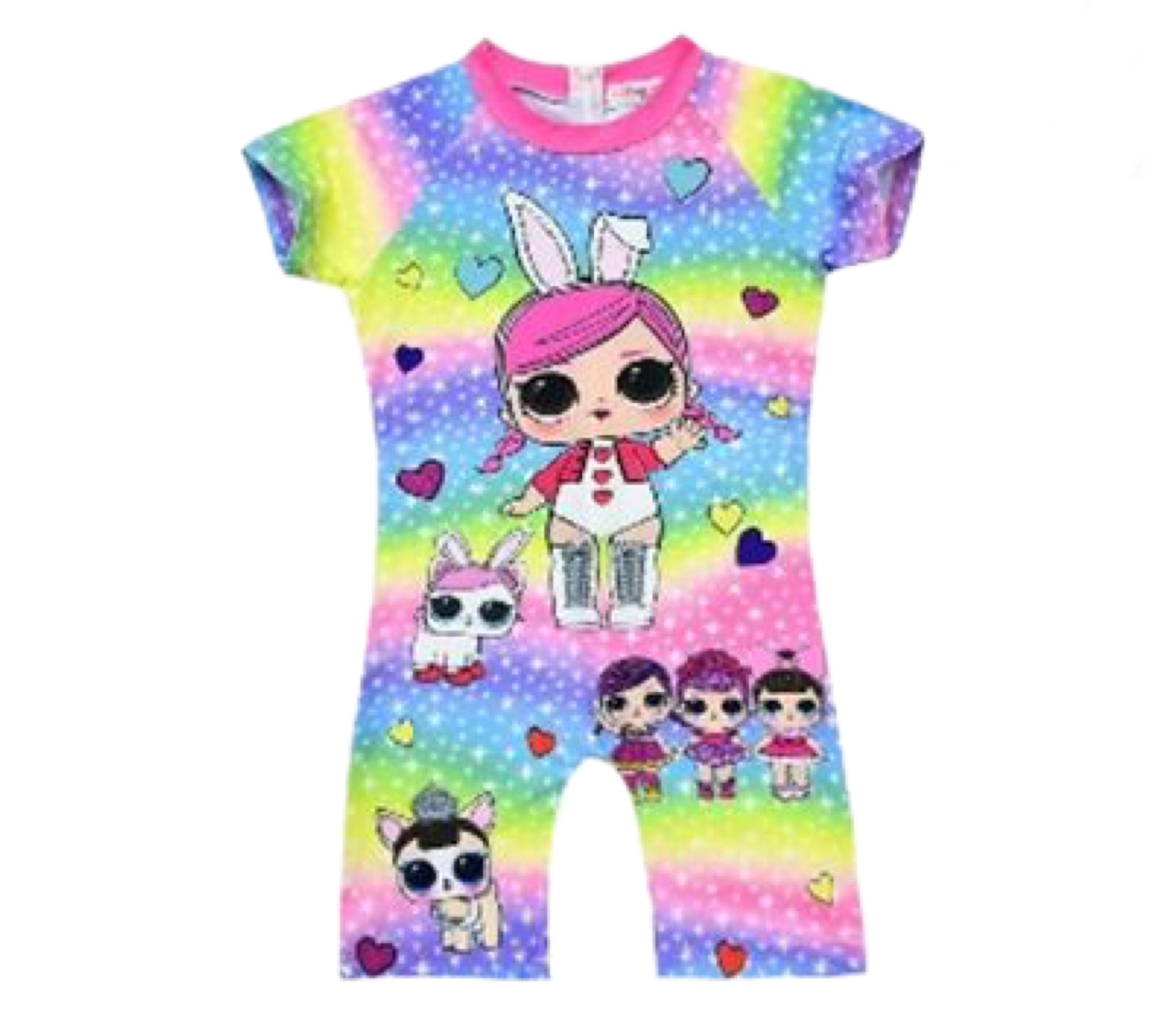 พร้อมส่ง ชุดว่ายน้ำ ชุดบอดี้สูท สไตล์เมอเมด สีชมพู