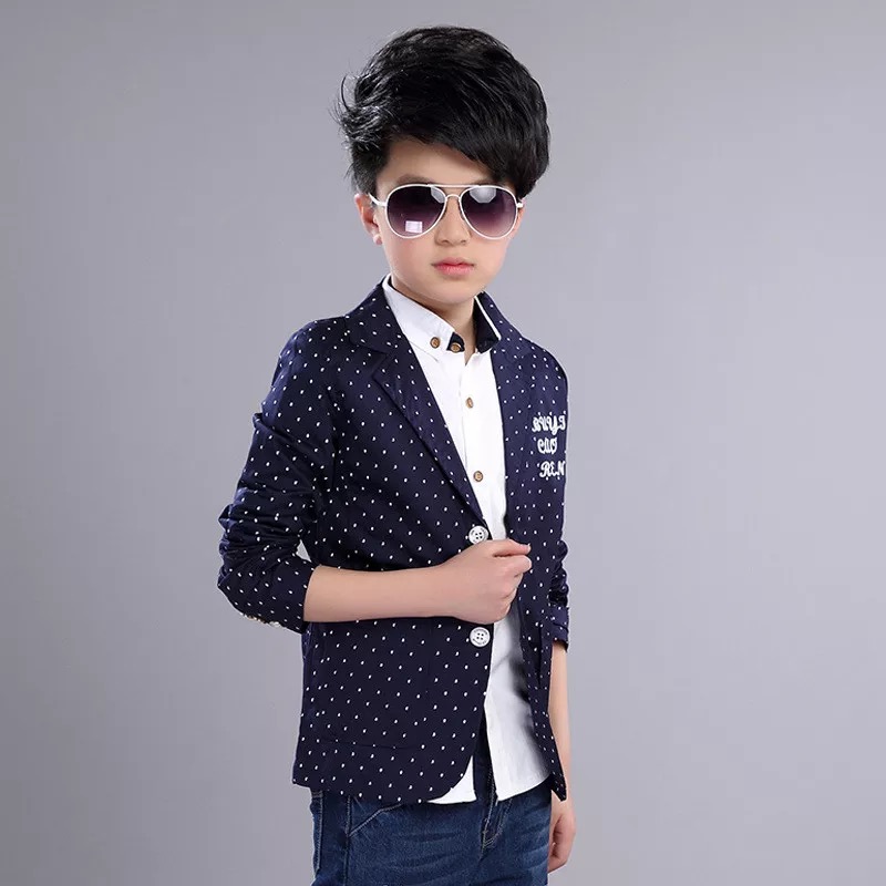 สินค้าพร้อมส่ง เสื้อคลุม แจ็คเก็ต เสื้อสูทเด็ก สีฟ้า สีกรม