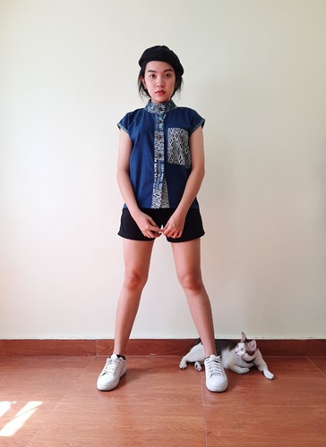 เสื้อผ้าฝ้ายฮัม1 ย้อมครามไทยเทห์ไม่ทำลายสิ่งแวดล้อม สีน้ำเงิน น้ำตาล ดำ และม่วงเข็ม M L XL XXL