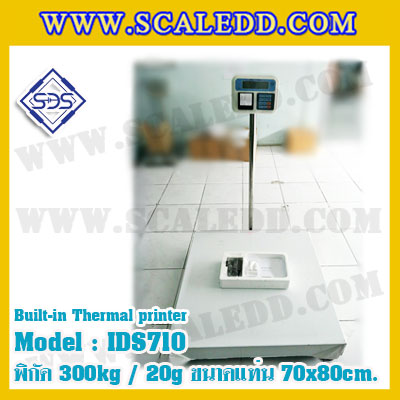 เครื่องชั่งพร้อมปริ้นเตอร์ในตัว พิกัด 300kg รุ่น IDS710 ขนาดแท่น 70x80cm. เครื่องชั่ง น้ำหนัก300kg เครื่องชั่งดิจิตอลชั่ง300kg ตาชั่ง300kg ตาชั่งดิจิตอล300kg พิกัดน้ำหนัก 300kg ค่าละเอียด 20g เครื่องชั่งยี่ห้อ SDS