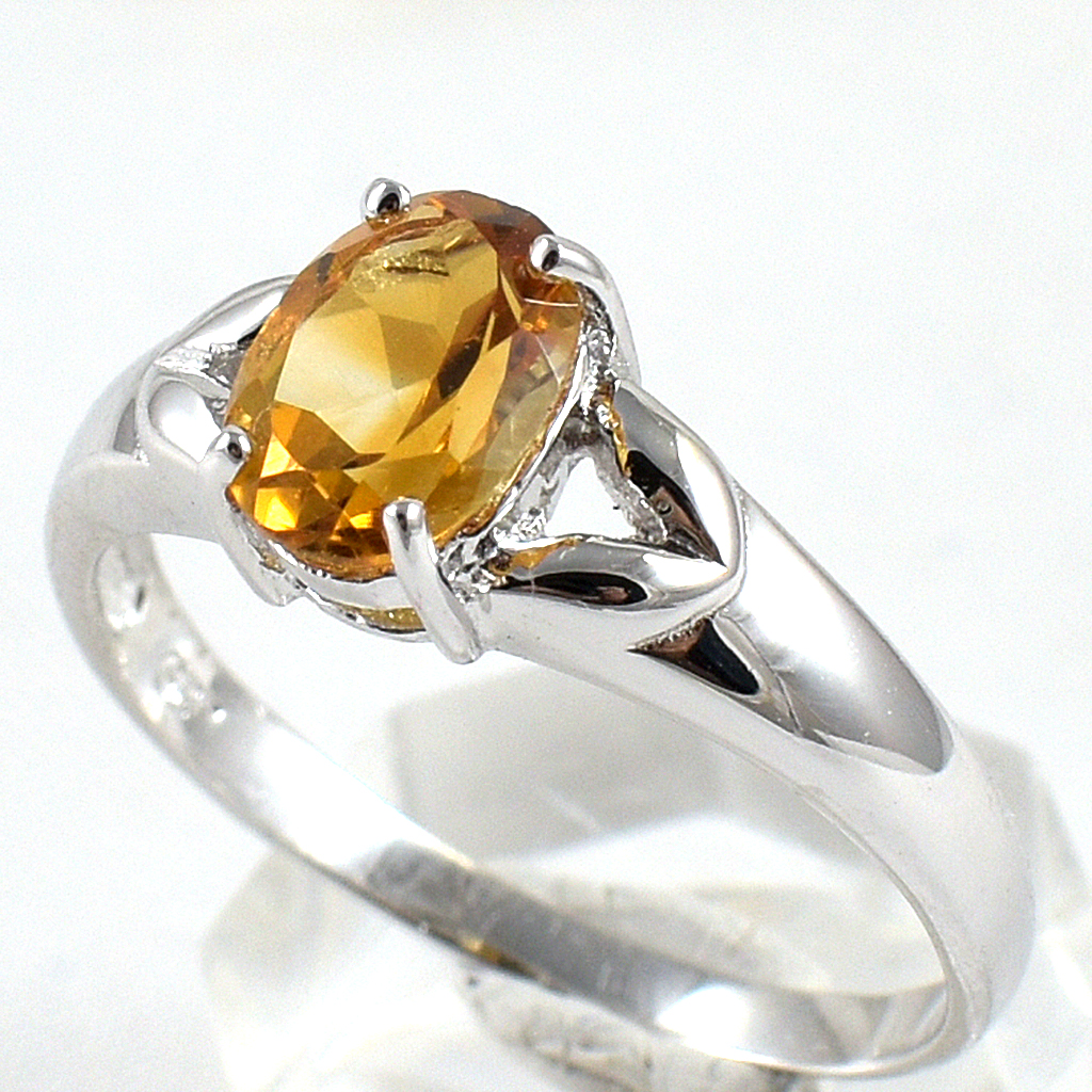 แหวนเงินแท้ราคาถูกชุบทองคำขาว ซิทรินแท้ 1.25 กะรัต งานประณีตสวยงาม สั่งผลิตค่ะ