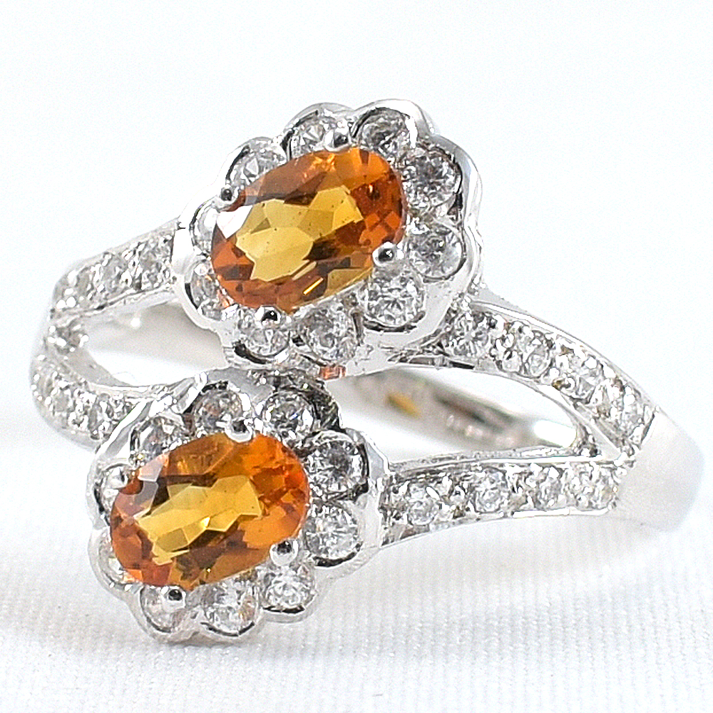 แหวนเงินแท้ราคาถูกชุบทองคำขาว ซิทรินแท้ 1.10 กะรัต งานประณีตสวยงาม สั่งผลิตค่ะ