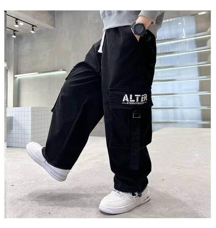 พร้อมส่ง กางเกงเด็กชาย คาร์โก้ แต่งกระเป๋าข้าง สีพื้น