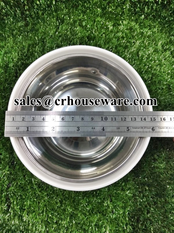 ชามเมลามีน ด้านในสแตนเลส 15 ซม. 008-STK-205 ชามเกาหลี 2 ชั้น 6 นิ้ว,ชามอาหารจับไม่ร้อน,ชามโรงพยาบาล,ชามใส่อาหารผู้ป่วยโรงพยาบาล