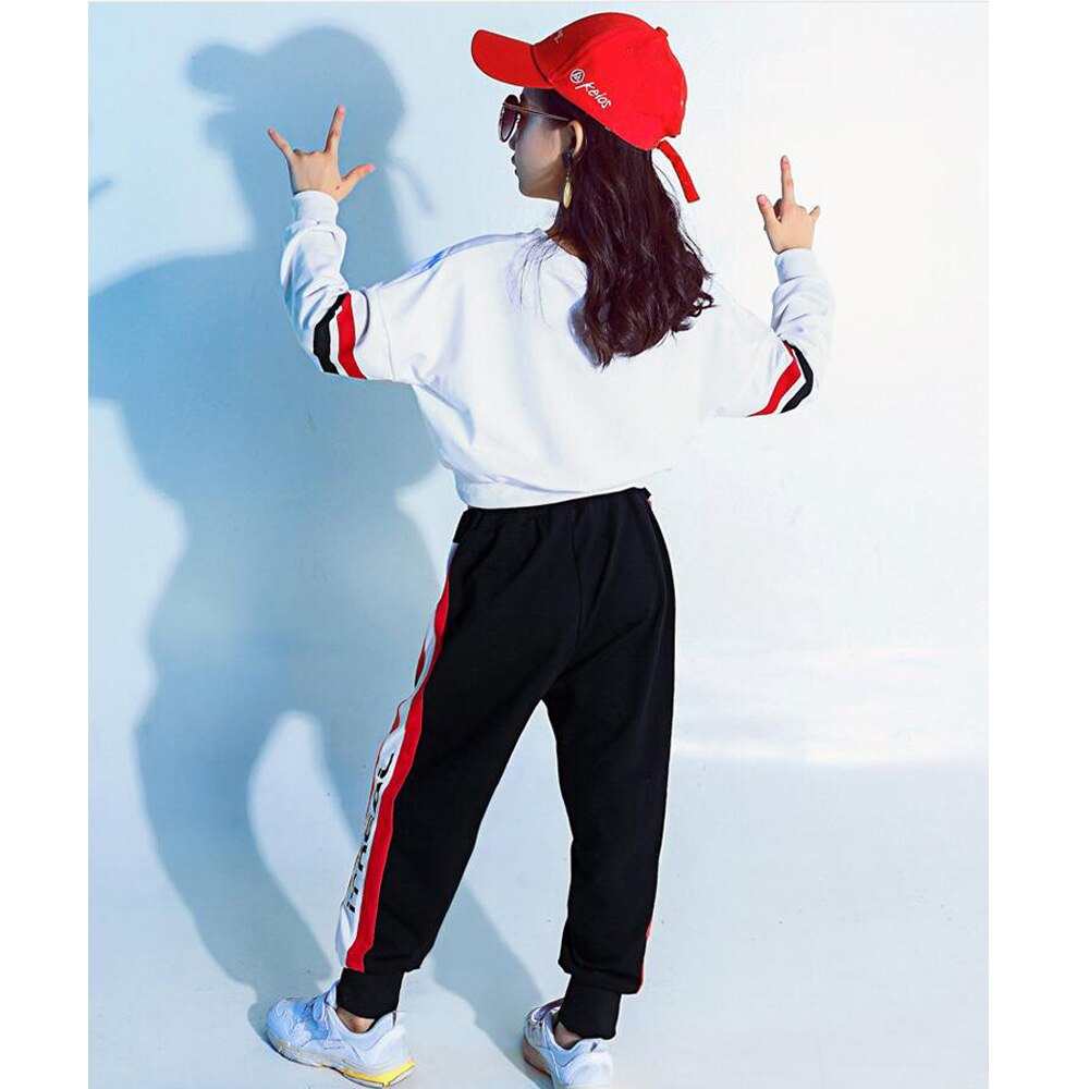 ชุดเต้น ชุดแดนซ์ เสื้อสีขาวแขนยาว+กางเกงขายาว