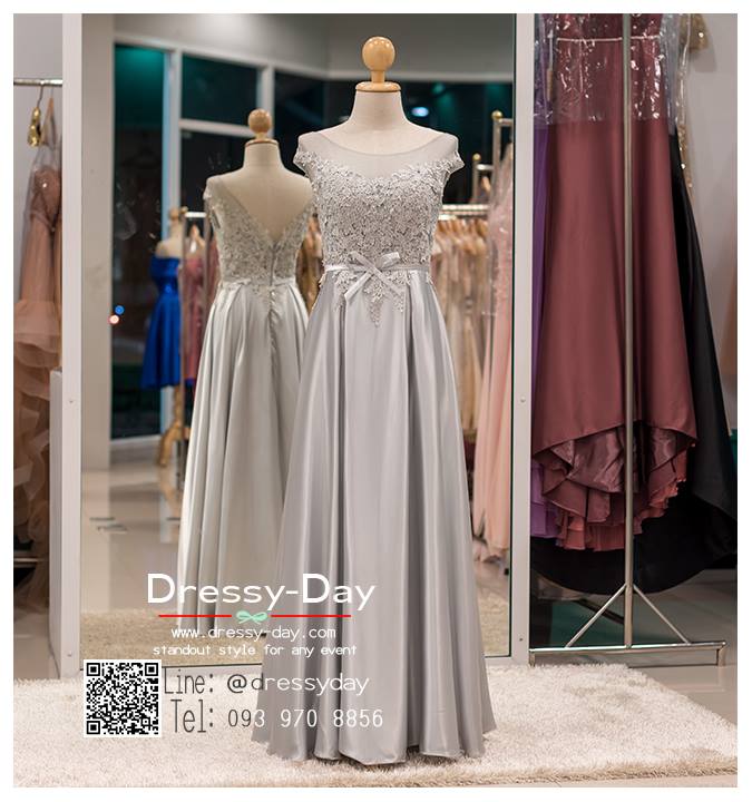 รหัส ชุดราตรี : PF148 ชุดราตรียาวสีเทา แขนล้ำ ผ้าลูกไม้ซีทรูหน้าหลัง กระโปรงผ้าเครปซาติน สวยแบบเจ้าหญิง ดูดีแบบนางฟ้า ใส่ออกงาน ไปงานแต่งงาน งานเลี้ยง งานประกวด งานรับรางวัล งานกาล่าดินเนอร์ งานพรอม งานบายเนียร์ งานเดินพรหมแดง ปังมาก