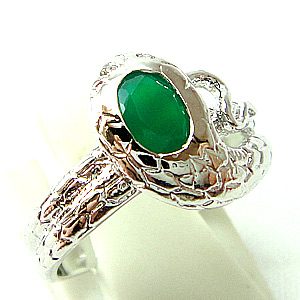 แหวนเงินแท้ราคาถูกชุบทองคำขาว พลอยแท้กรีนอะเกท 0.45 กะรัต เพชรCZ 0.014 กะรัต งานประณีตสวยงาม สั่งผลิตค่ะ