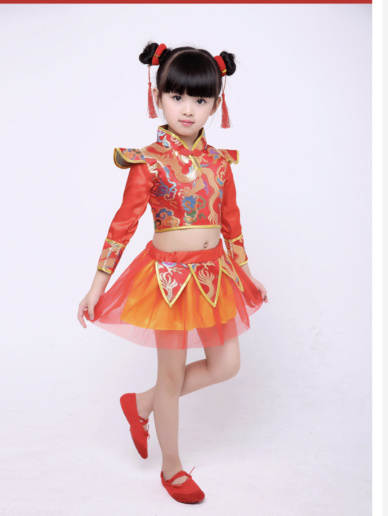 พร้อมส่ง ชุดจีนเด็ก ชุดเต้น สไตล์จีน เสื้อแขนยาว+กระโปรง