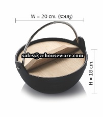 หม้อนาเบะฝาปิดแบบไม้ พร้อมเตาฐานไม้ รหัส 006-PX-YY2231,Hot_pot_with_Stove_Thailand