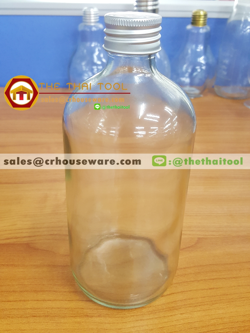 ขวดกลม ฝาเกลียว 450 ml. รหัส : 005-J928 Round glass bottle with screw cap 450 ml. Code : 005-J928