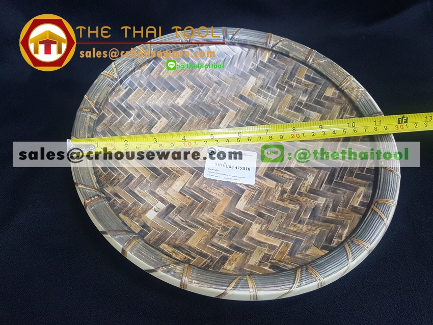 ถาดกลมเมลามีน 11.5 นิ้ว ลายไม้สาน รหัส : NK13809-12 Melamine tray round shape weave design 11.5 inches. Code : NK13809-12