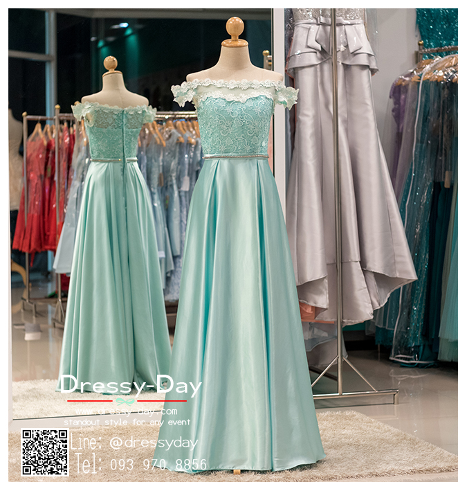 รหัส ชุดราตรียาว :PF056 ชุดราตรียาว เดรสออกงาน ชุดไปงานแต่งงาน ชุดแซก สีเขียวมิ้น สวยด้วยลูกไม้ด้านบนและเรียบหรูด้วยผ้าซาติน เหมาะสำหรับงานแต่งงาน งานกลางคืน กาล่าดินเนอร์