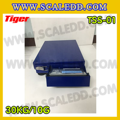 เครื่องชั่งพกพา30กิโลกรัม เครื่องชั่งน้ำหนักแบบพกพา30กิโลกรัม เครื่องชั่งน้ำหนักดิจิตอล30กิโลกรัม เครื่องชั่งพกพาพร้อมบลูทูธ(Bluetooth) พิกัดน้ำหนัก 30 กิโลกรัม ความละเอียด 0.10kg ยี่ห้อ TIGER รุ่น TSS-01