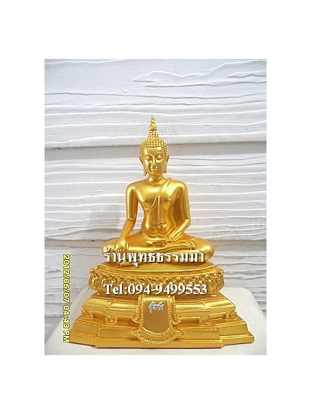 พระพุทธรูปปางมารวิชัย ( ปางสะดุ้งมาร ) ศิลปะสุโขทัย เนื้อเรซิ่น หน้าตัก 5นิ้ว สูง 10.5 นิ้ว