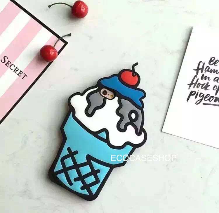 iPhone6plus/s เคสยางซิลิโคนไอศครีม สีฟ้า