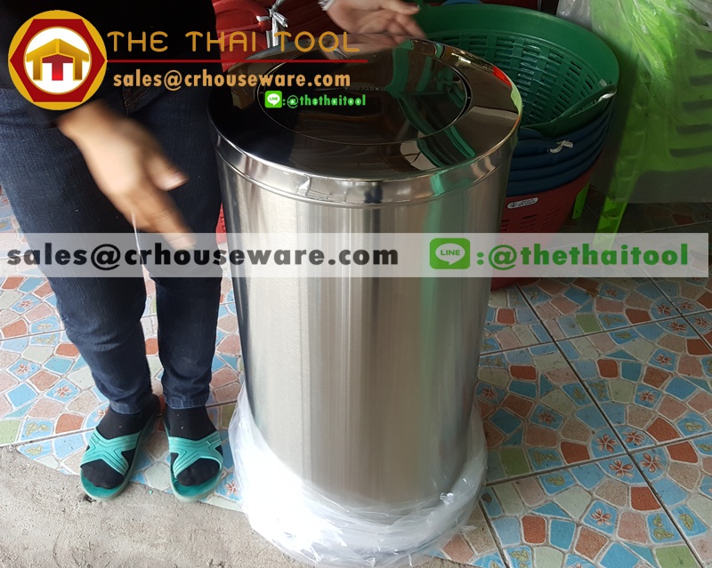 ถังขยะสแตนเลสฝาสวิง,ถังขยะสเตนเลสหน้าลิฟท์,ถังขยะสเตนเลสฝาผลัก ทรงสูง 001-STK-X5509