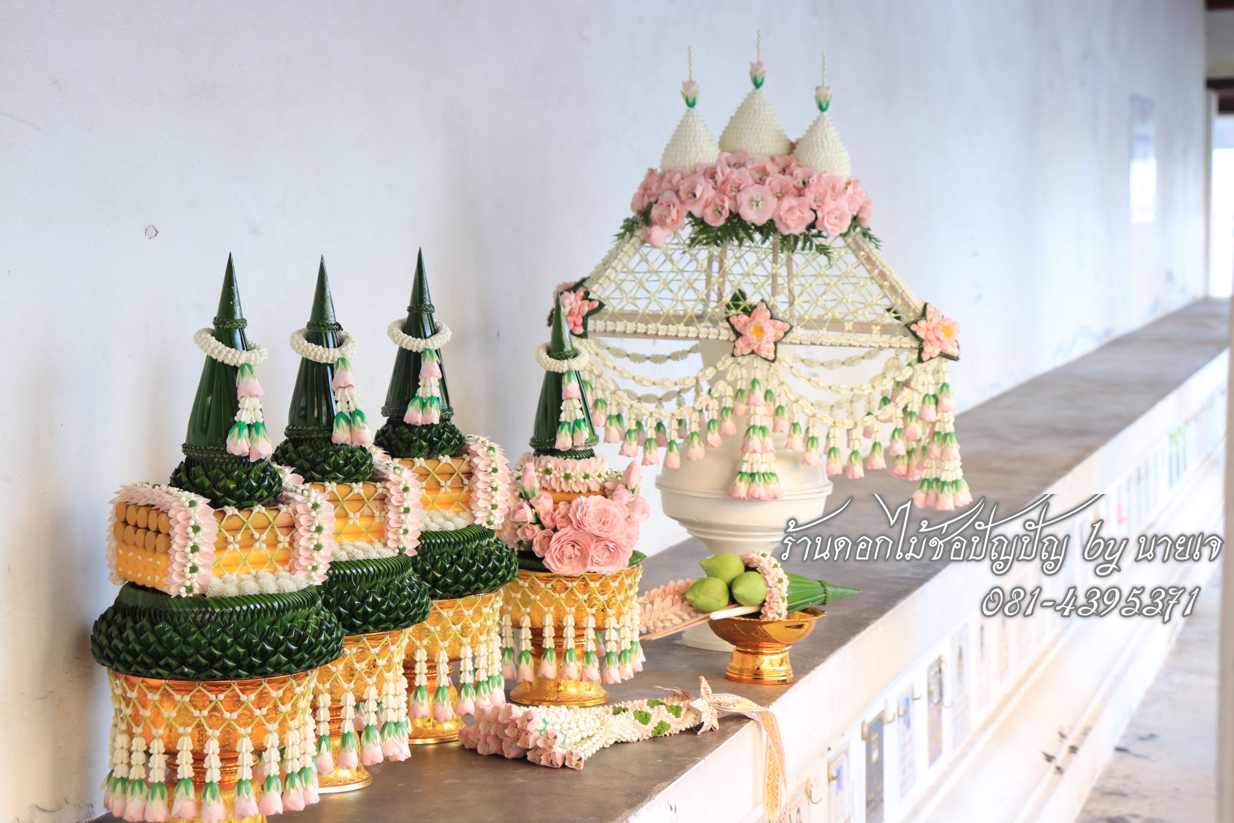 ชุดเครื่องบวชดอกไม้สด ชุดC7 24พย.61 วัดสระเกศฯ