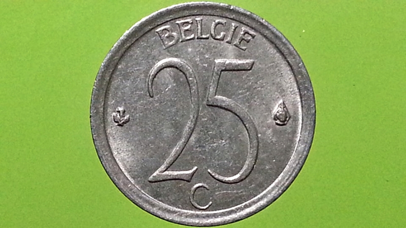 เหรียญ เงินตรา ประเทศ เบลเยี่ยม Centimes (French legend) 1964