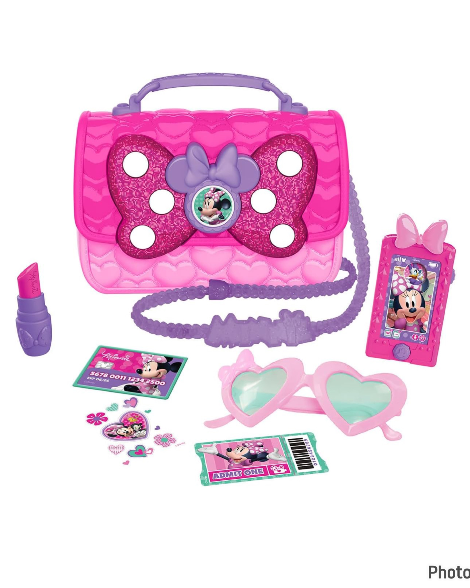 กระเป๋า Minnie Mouse Bowfabulous Bag Set, Disney Jr, 7 Piece Pretend Play Bag Set