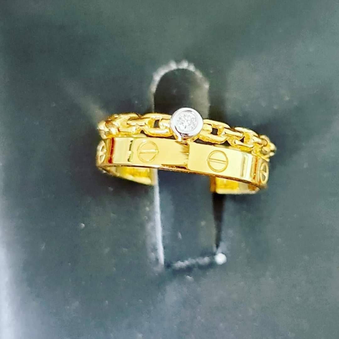 พร้อมส่งและสั่งผลิตแหวนเพชรคุ้มๆวงนี้เหมือนได้ใส่2วงเก๋ๆๆ แหวนแต่งงาน แหวนหมั้น ใส่เที่ยว ออกงาน แหวนทองคำ 9K เพชรเกสรแท้ 0.04 กะรัต 1 เม็ด ราคาถูกมาก ส่งฟรี