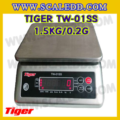 เครื่องชั่งกันน้ำ1500g รุ่น TW-01SS ตาชั่งกันน้ำ1500g เครื่องชั่งดิจิตอลกันน้ำ1500g พิกัด 1500g ความละเอียด 0.2g Waterproof Digital Scale ยี่ห้อ Tiger รุ่น TW-01SS