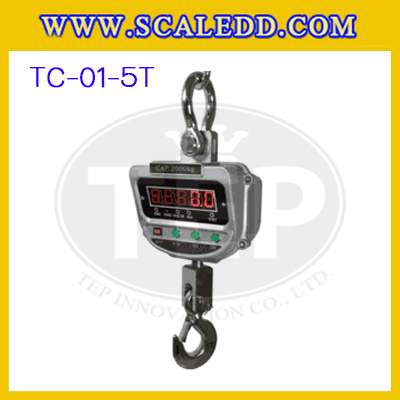 ตาชั่งแขวน5ตัน เครื่องชั่งแขวน5ตัน เครื่องชั่งแขวน5000kg เครื่องชั่งแขวนดิจิตอล5000kg พิกัด 5000kg ค่าละเอียด 2kg ตะขอหมุนได้360องศา เครื่องชั่งแขวนยี่ห้อ TIGER รุ่น TC-01