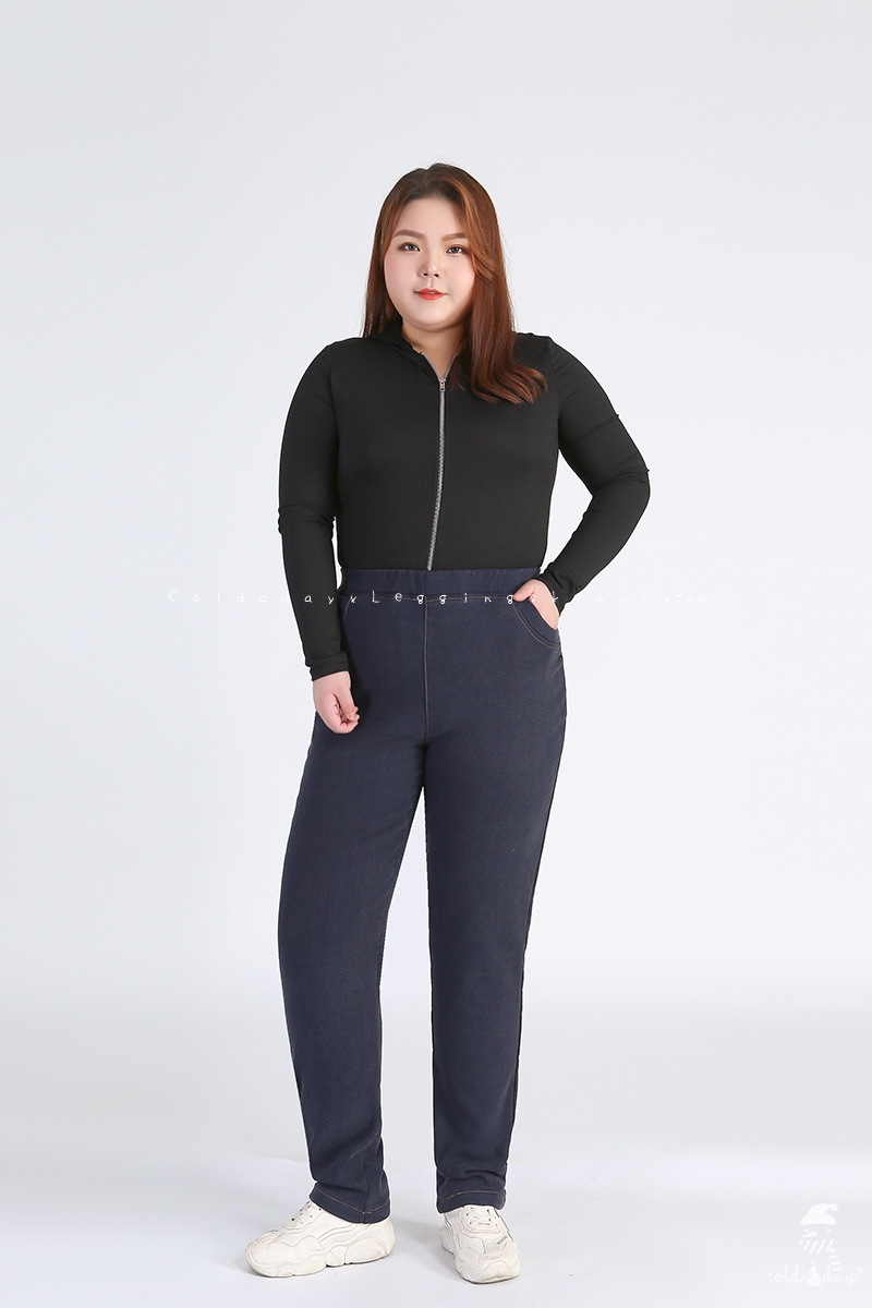 กางเกงยีนส์กันหนาว มีขนสัตว์ สำหรับสาวอ้วน สาวอวบ ไซส์ใหญ่ 2XL-9XL