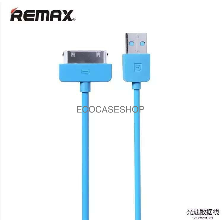 สายชาร์จ iPhone4/4s remax แท้ สายกลม สีฟ้า