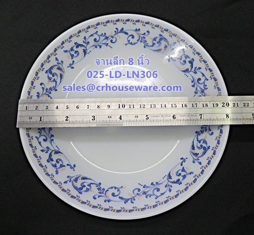 จานลึก 8 นิ้ว เนื้อมุก ลายลานนา 025-LD-LN306