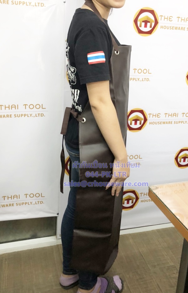 ผ้ากันเปื้อนหนังเทียม สีน้ำตาล Code : 044-PK-LTR,ခါးစည်းရှေ့ဖုံး