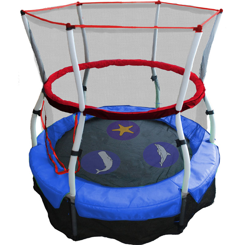 แทรมโพลีน Trampolines 60 In. Round Seaside Adventure Bouncer with Enclosure Skywalker ขนาด 60 นิ้ว ลายทะเล