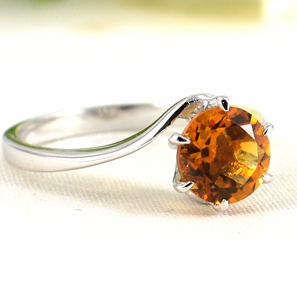 แหวนเงินแท้ราคาถูกชุบทองคำขาว ซิทรินแท้ 1.25 กะรัต งานประณีตสวยงาม สั่งผลิตค่ะ