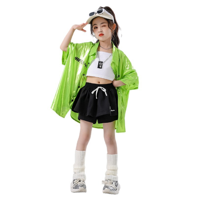 พร้อมส่ง ชุดเต้น เซ็ต เสื้อเชิ๊ต นีออน+กางเกง/กระโปรง