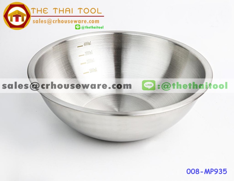 ชามผสมสแตนเลส มีสเกล ขนาด 32.5 ซม. 4,000 ML. 008-MP935