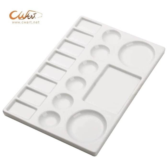 จานสีเซรามิกเกรดพอร์ซเลน Meeden 17 ช่อง, 15.8 x 23ซม. (A5)