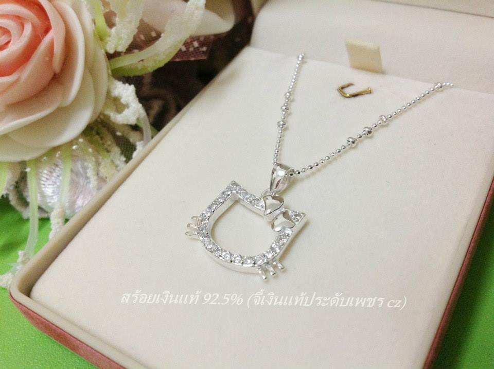 จี้เงินแท้ รูปคิ๊ดตี้ประดับเพชร cz